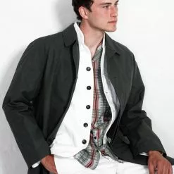 MORTEN | Long Windbreaker Coat | Dark Sage -Togs Soldes 13x18 hansen ss22 23 97 6 morten dark sage 3