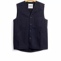 BERNT | Wool Lined Work Vest | Black Indigo