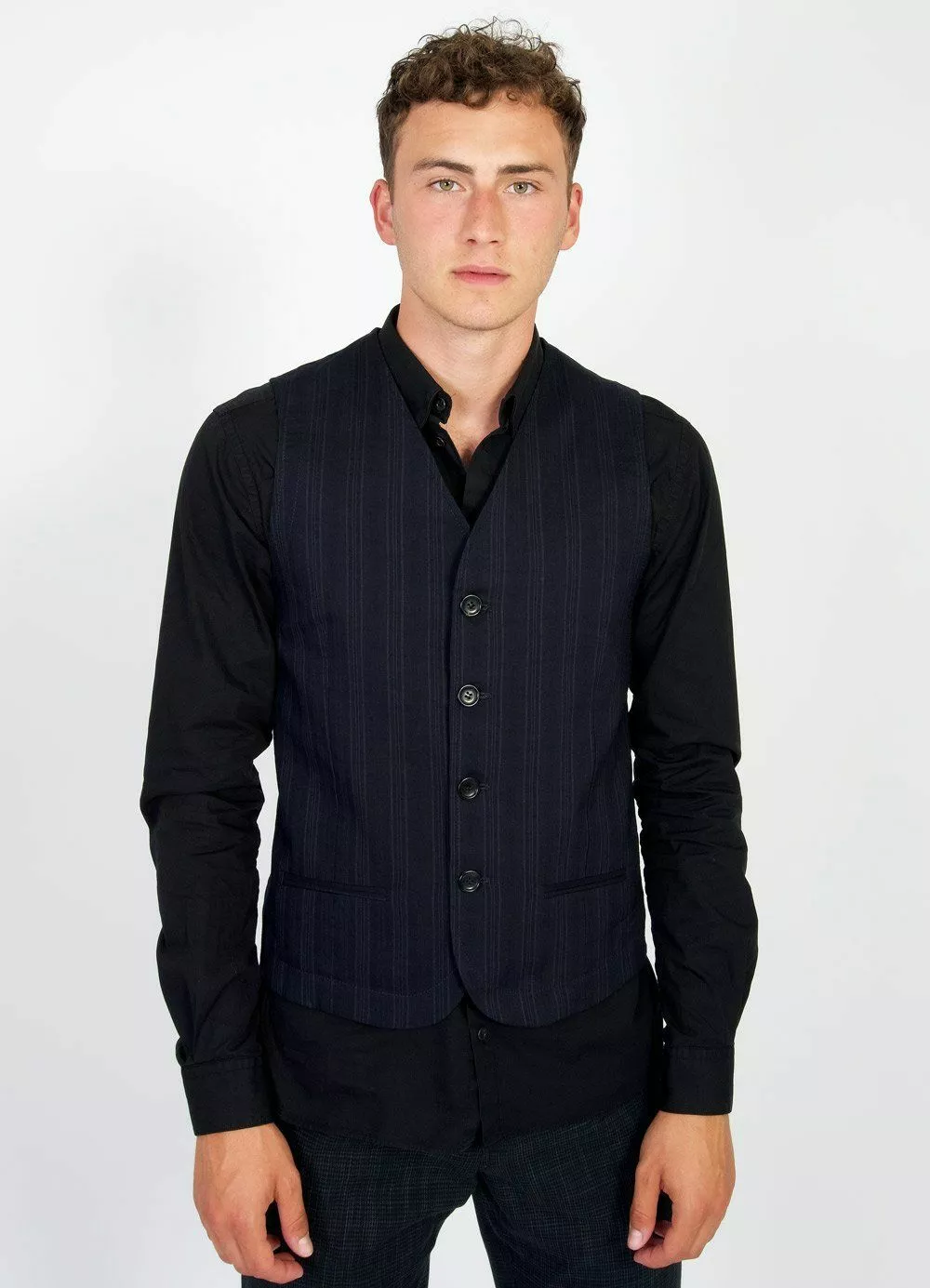 DANIEL | 4-Button Waistcoat | Black Stripe 2 DANIEL | 4-Button Waistcoat | Black Stripe - Image 2