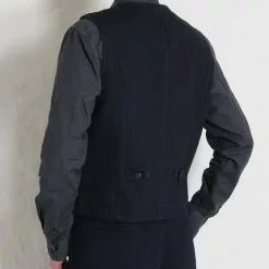 KAJ | Casual Waistcoat | Black Indigo -Togs Soldes kaj casual waistcoat black indigo hansen garments 410214