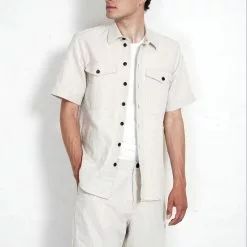 VILLY | Short Sleeve Shirt | Flax Nature 11 VILLY | Short Sleeve Shirt | Flax Nature -Togs Soldes villy short sleeve shirt flax nature hansen garments 306621