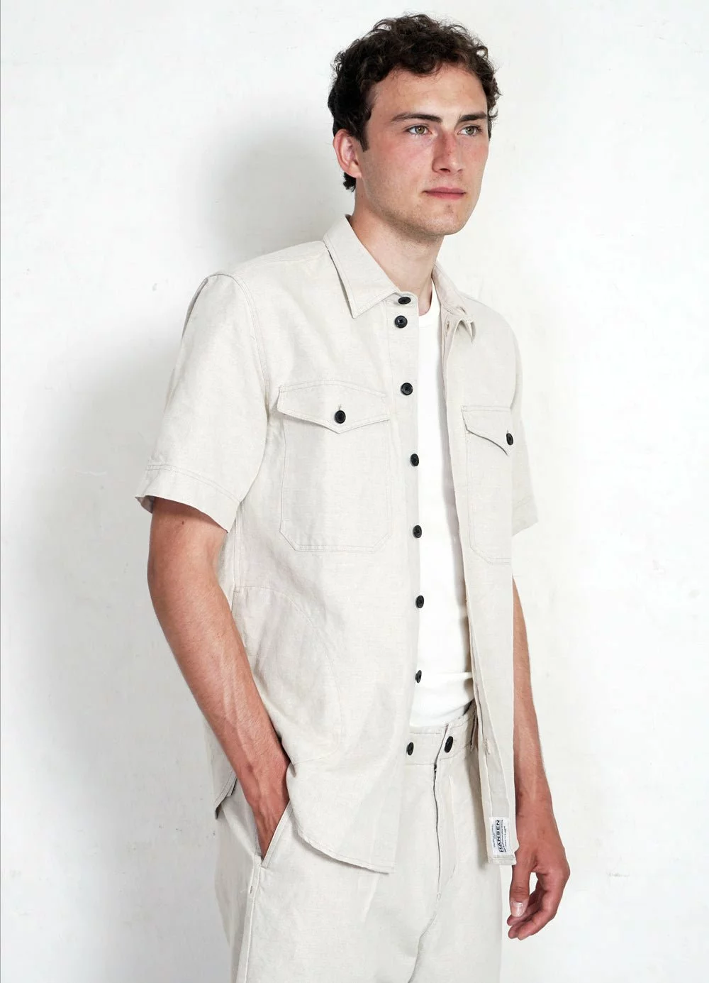 VILLY | Short Sleeve Shirt | Flax Nature 2 VILLY | Short Sleeve Shirt | Flax Nature - Image 2