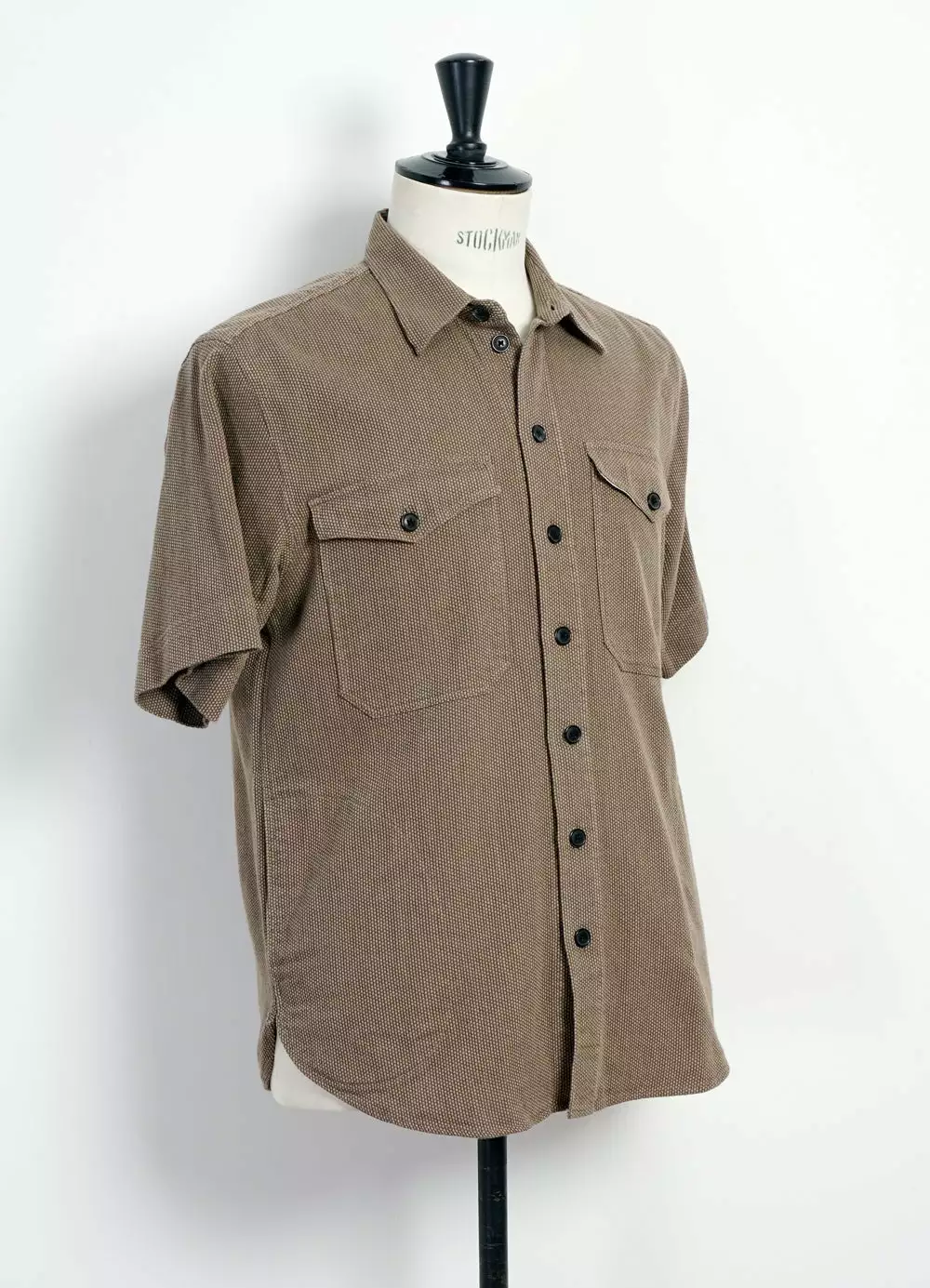 VILLY | Short Sleeve Shirt | Khaki Sashiko 3 VILLY | Short Sleeve Shirt | Khaki Sashiko - Image 3