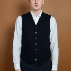 WILLIAM | Lapel Waistcoat | Deep Indigo -Togs Soldes william lapel waistcoat deep indigo hansen garments 485654