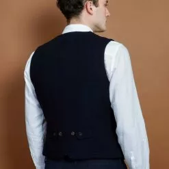 WILLIAM | Lapel Waistcoat | Deep Indigo -Togs Soldes william lapel waistcoat deep indigo hansen garments 659280